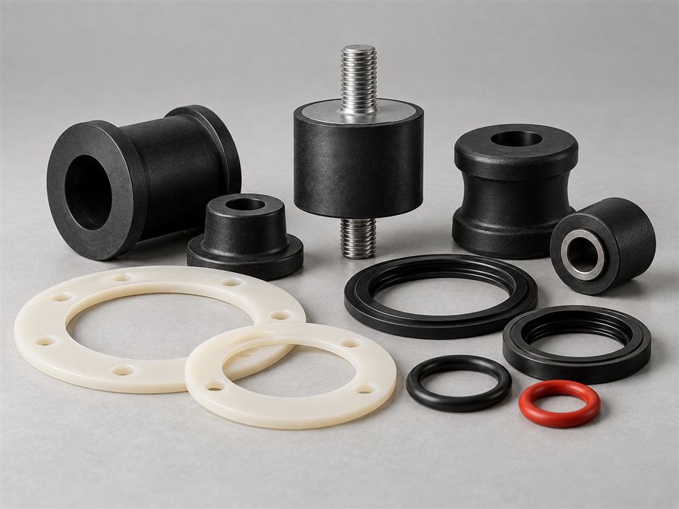 Peças e componentes em borracha e silicone